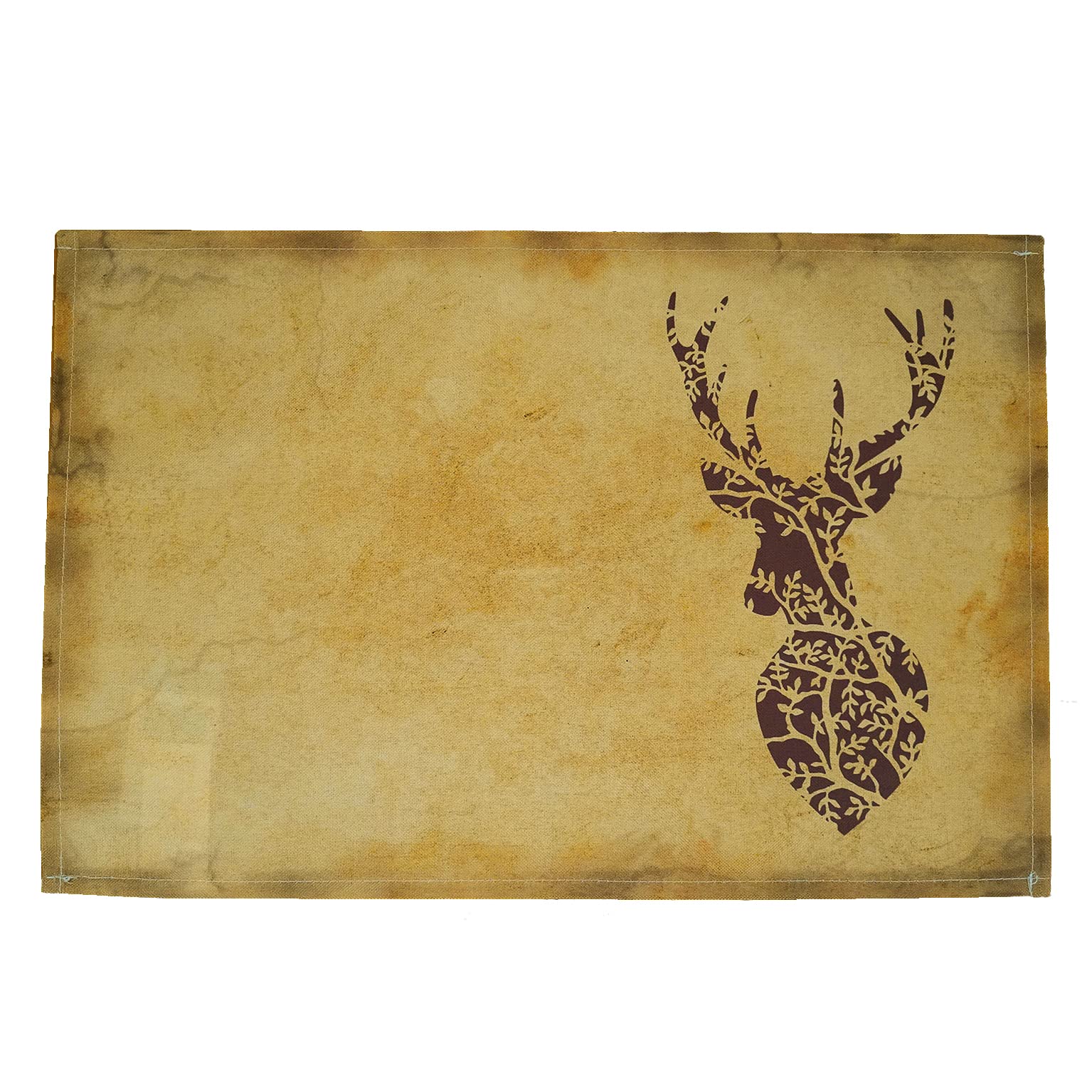 texpot Set of 2 Place Mats 30 x 45 cm 100% Polyester Stag Silhouette Stag Head Brown