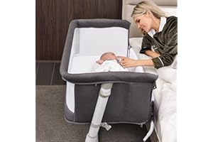 RONBEI Baby Bassinet, Bedside Sleeper,Baby Bed to Bed,Babies Crib Bed, Adjustable Portable Bed for Infant/Baby Boy/Baby Girl/Newborn (Dark Grey)