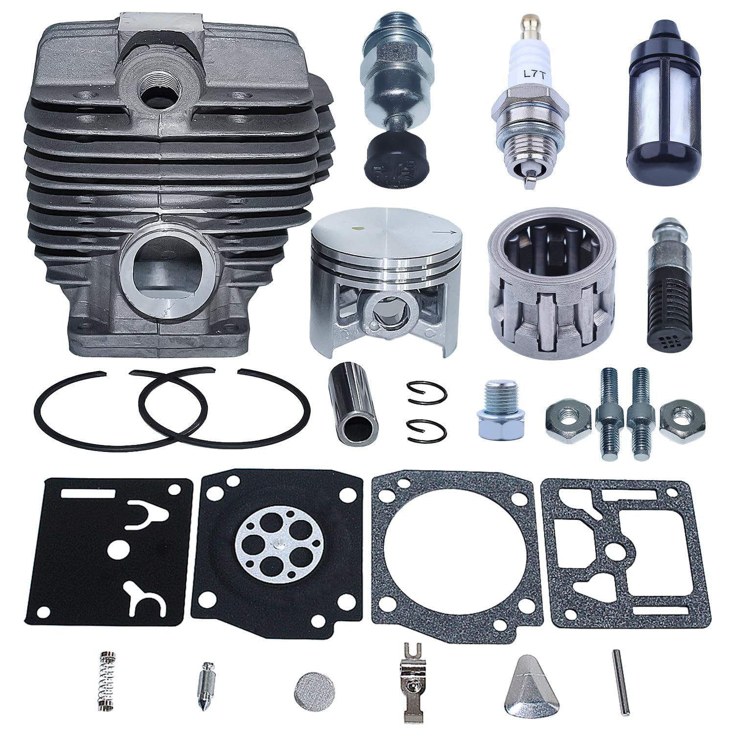 AUMEL 50mm Cylinder Piston 12mm Pin Carb Kit For Stihl MS440 044 Chainsaw Bar Stud Nut Replace 1128 020 1227.