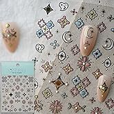 CESTSIREN Holographic Boho Nail Art Stickers, Aurora Bohemian Totem Nail Decals, Self-Adhesive, Nail Accessories & Supplies, Durable & Long-Lasting