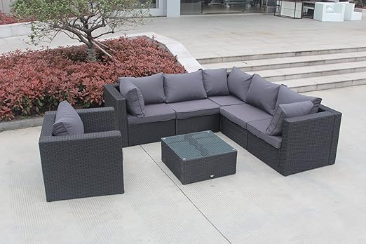 Amazon De Aj S Garden New Jersey Farbe Anthrazit Poly Rattan Gartenmobel Garnitur Sofa Sitzgruppe Exklusive Rattan Lounge