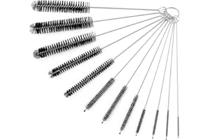 IXIAOYOO Straw Cleaner Brushes Sets, 12 Pieces 8.2 Inch Botthle Cleaning Brush and Nylon Tube Brush Brush Kit for Sippy Cup, Tumbler, Water Bottle, Drinking Straw (Black)