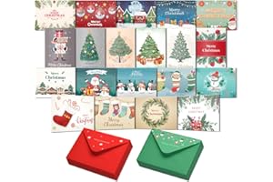 COFULLSKY Christmas Cards Boxed Bulk, Merry Christmas Greeting Cards with Envelopes 20 Colorful Unique Designs Happy Holiday Cards Cute Xmas Card Set for Christmas, Holiday, New Year, Xmas Gift
