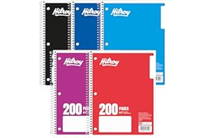 Hilroy 1-Subject Coil Notebook, 8" x 10.5", Quad Ruled, 200 Pages/100 Sheets, 1 Notebook, Colour May Vary (13009)