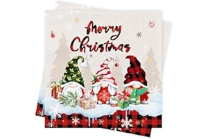 AFYHH Christmas Napkins Decorations 100Pcs Paper Napkins Xmas Serviettes Disposable Tissue Napkin Merry Christmas Napkins Par