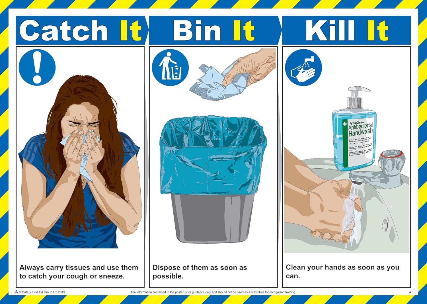 SAFETY FIRST AID GROUP Catch ItBin ItKill It Poster Laminated (A2