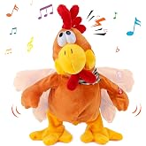 Cuteoy 13" Squawking Chicken Musical Stuffed Animal Interactive Plush Toy | Walking Singing Waving Electronic Rooster Plushies for Kids Boys Girls Gifts Easter Christmas