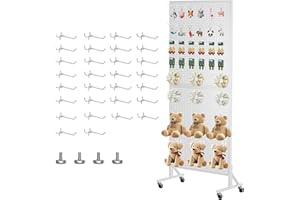 Alexayhome 24" X70” Pegboards with Extra 30 Hooks,2 Pcs Metal Standing Pegboard Display with Wheels,Pegboard Display Stand with Heavy-Duty T-Base for Retail,Market and Shows,White