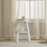 Home Brilliant Short Linen Look Sheer Curtains 2 Panels 54x45 Inch view 3