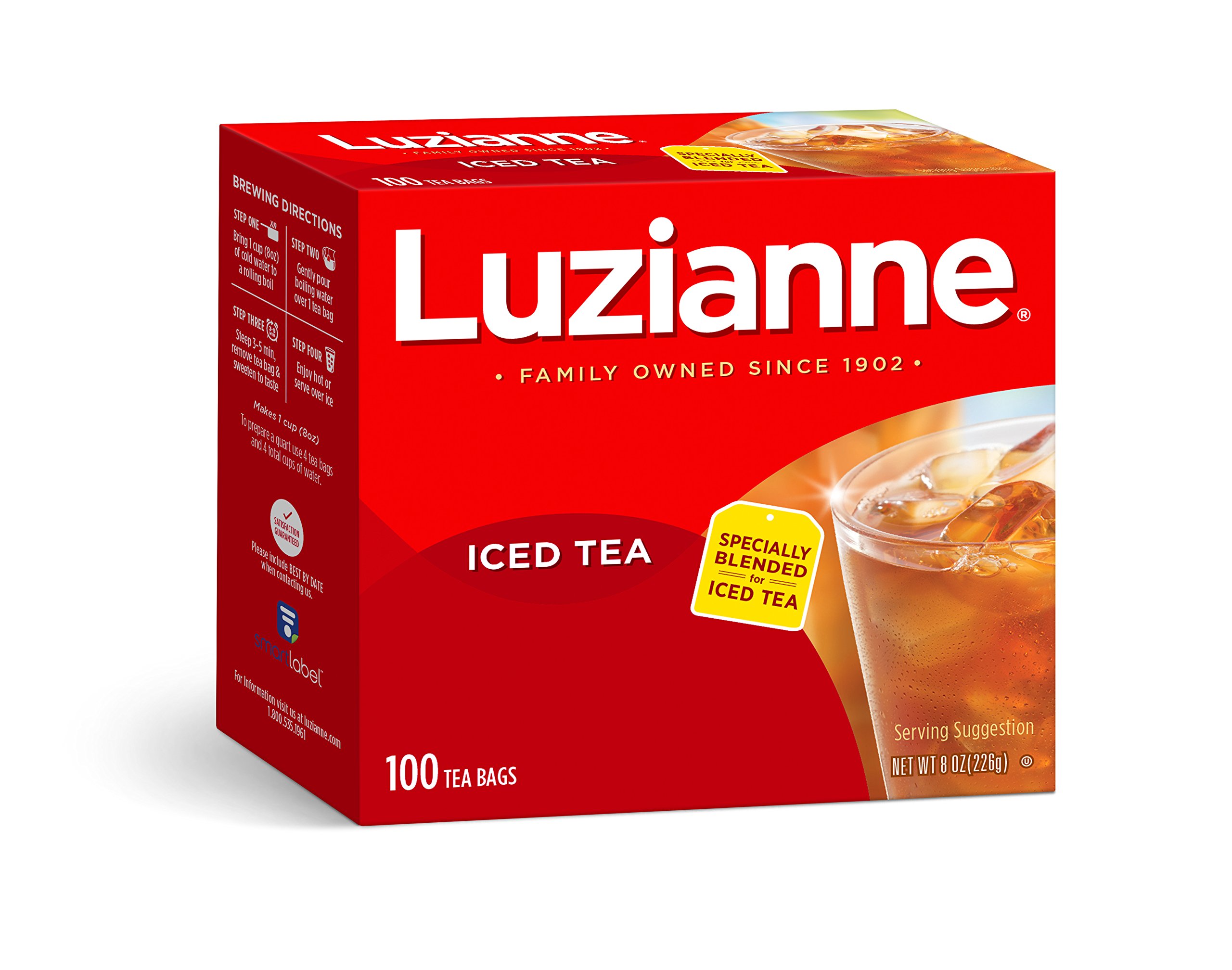 Luzianne Decaffeinated Tea Bags, 100 Count (Pack of 6