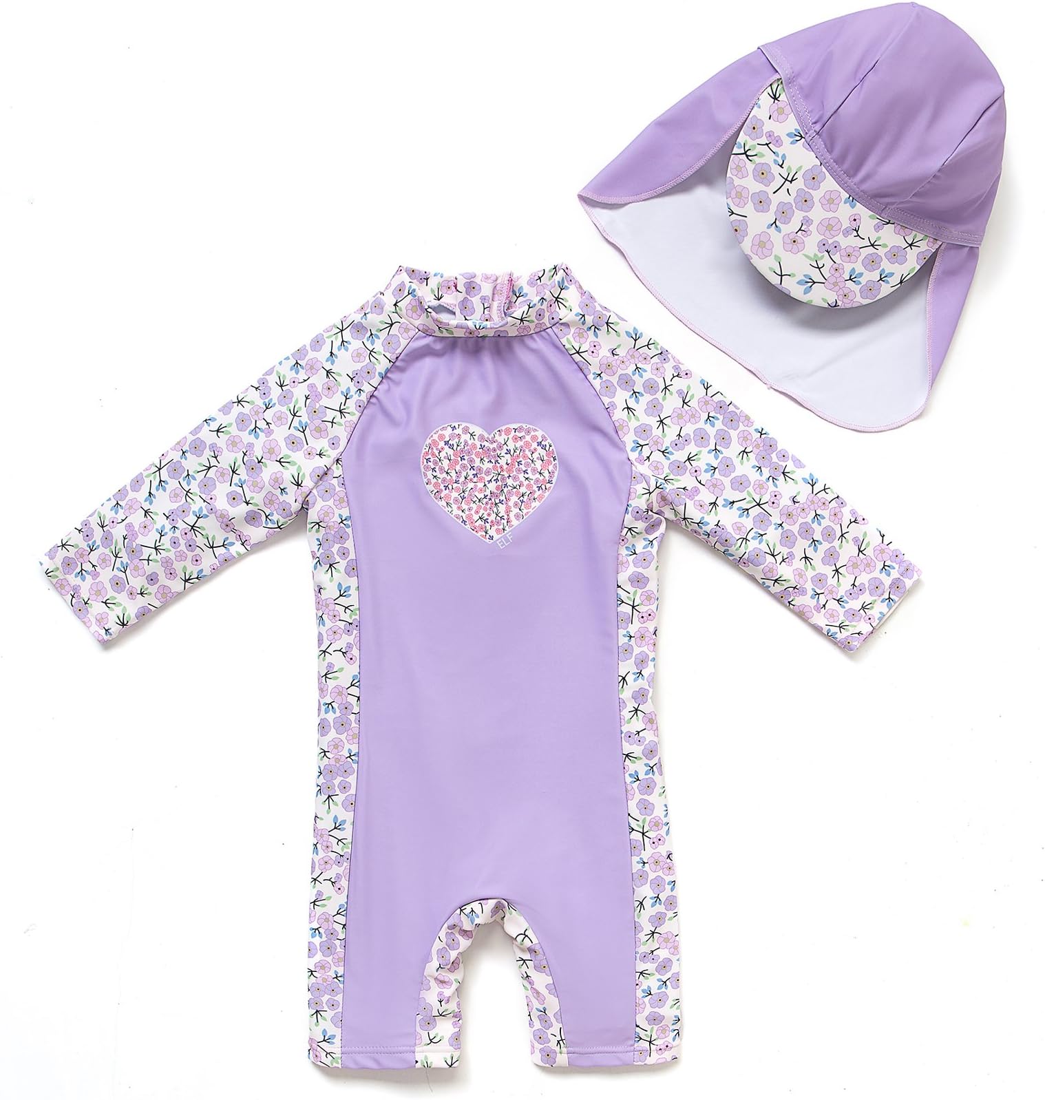 Baby Girl Swimsuit L/S UPF 50+ Sun Protection Zip Sunsuit