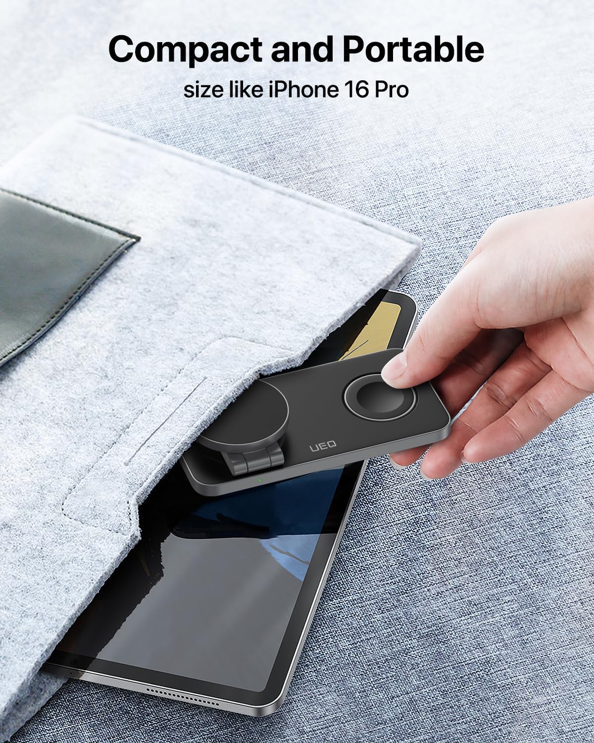 Foldable 3 in 1 Wireless Charging Station for Apple Compatible with Magsafe Charger Stand,Magnetic Wireless Charger Station for iPhone 15 14 13 12 Series,Airpods Pro,Apple Watch Ultra (Pure Black)