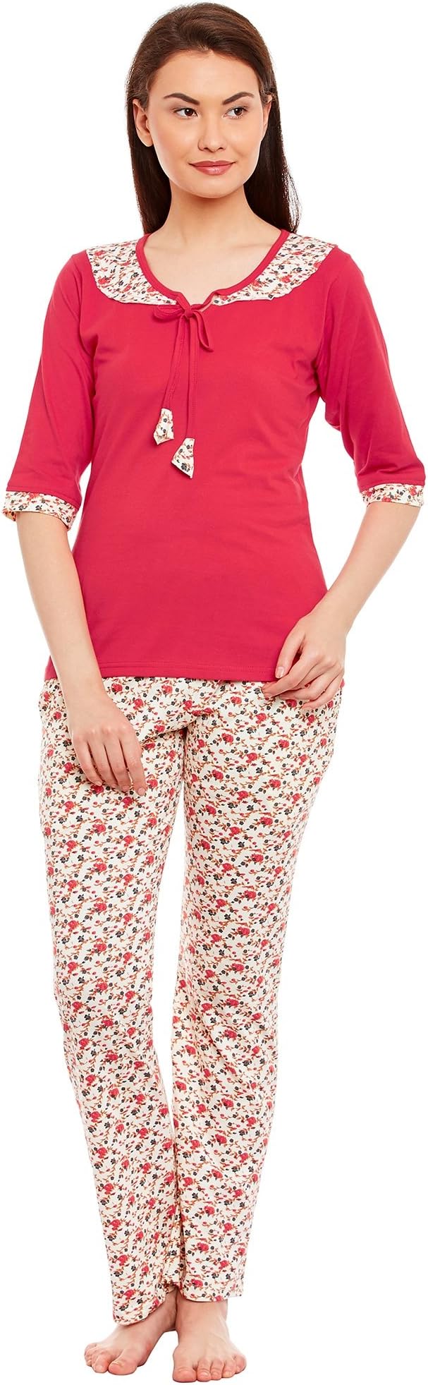 Claura Cotton Printed 3/4th Sleeve Lower and Top Pyjama Set (Night Suit Set)