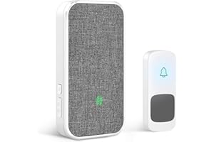 Wireless Doorbell, Remote Door Bell Ringer Wireless Long Range 1300FT with Fabric Finish, Coolqiya Portable Wireless Door Bells with 1PC Plug-in Doorbell Chime and 1PC Waterproof Ringer Button