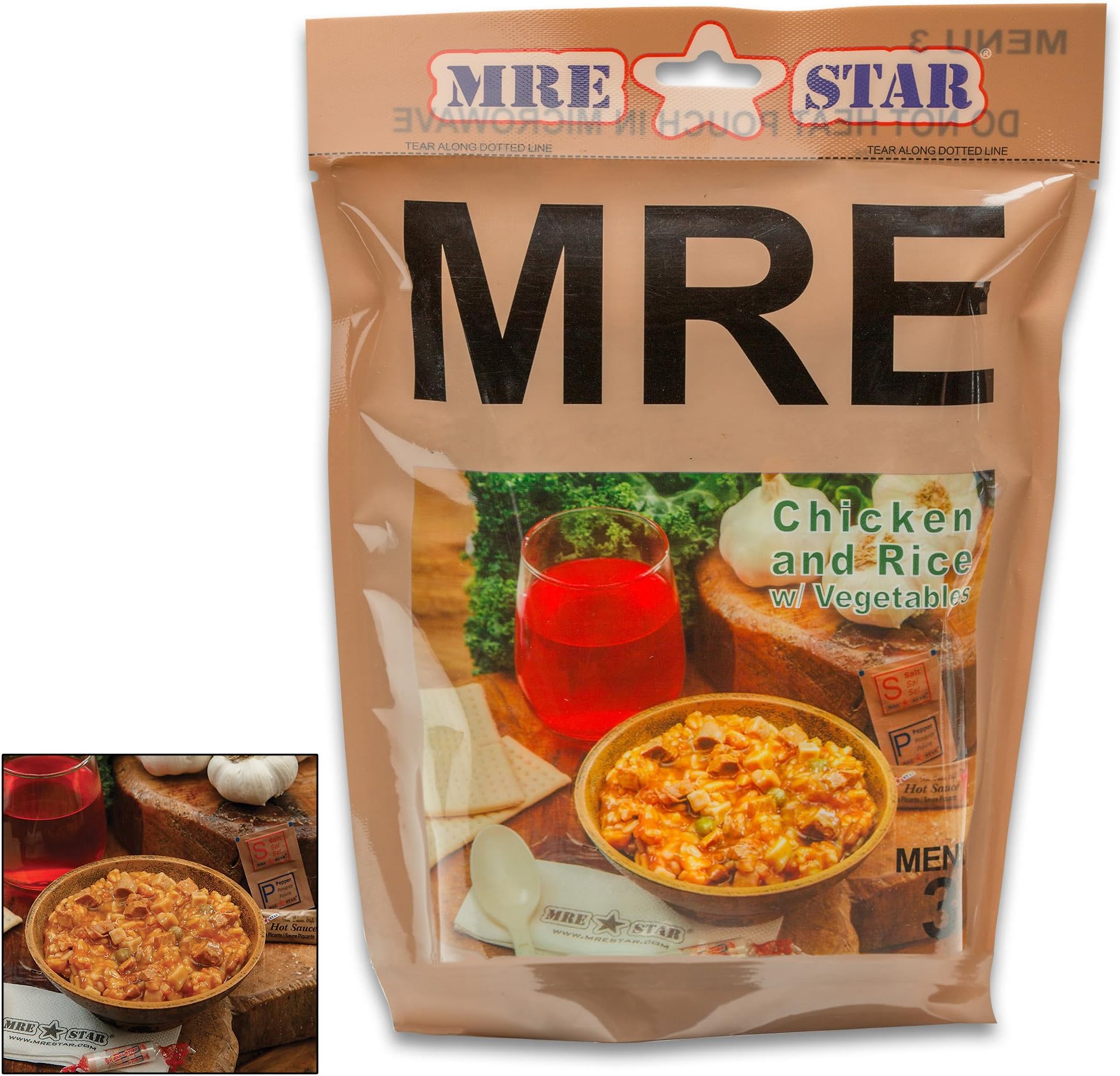 MRE Chicken and Rice with Vegetables EntrÃe One Serving, FullyCooked
