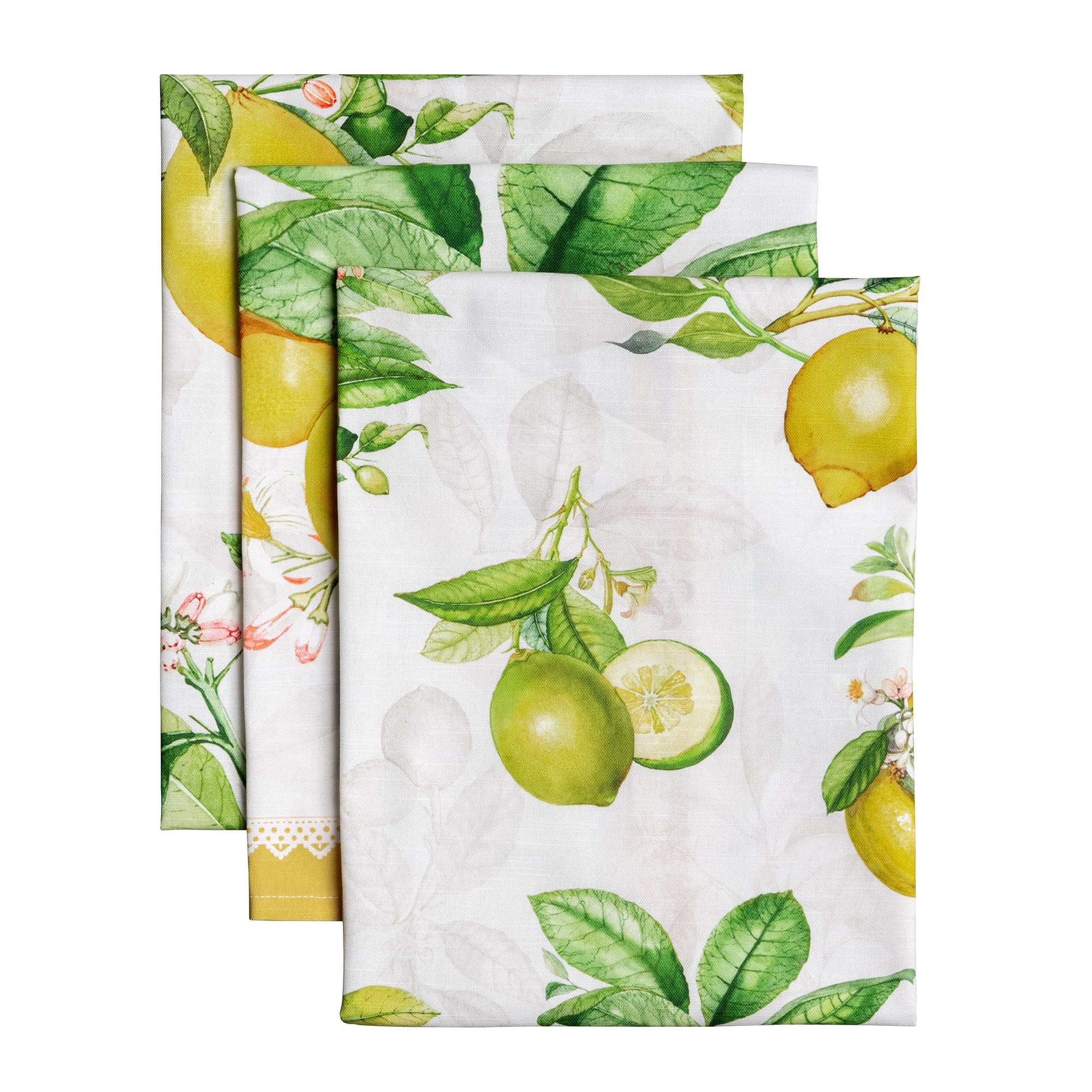 Maison d' Hermine Kitchen Towels Set of 3 100% Cotton 70 CM x 50 CM Reusable Cloth Tea Dish Towels Absorbent with Hanging Loop for Kitchen Dining Gifts for Mothers Day (Meadow Florals - Brown)