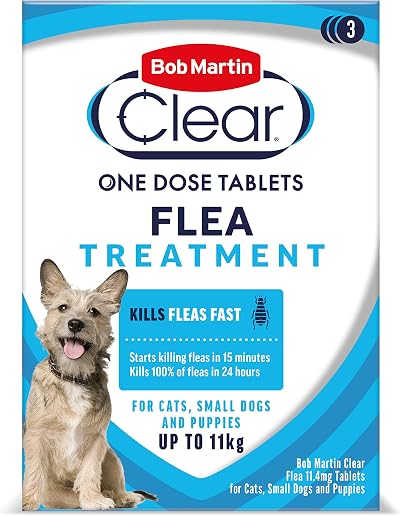 Bob Martin Clear Flea Treatment Small Dogs & Puppies 3 Tablets 11kg