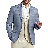 Mens Blazer Slim Fit Stripes Plaid Casual Suit Jacket for Men Two Buttons Business Lapel Sport Coats