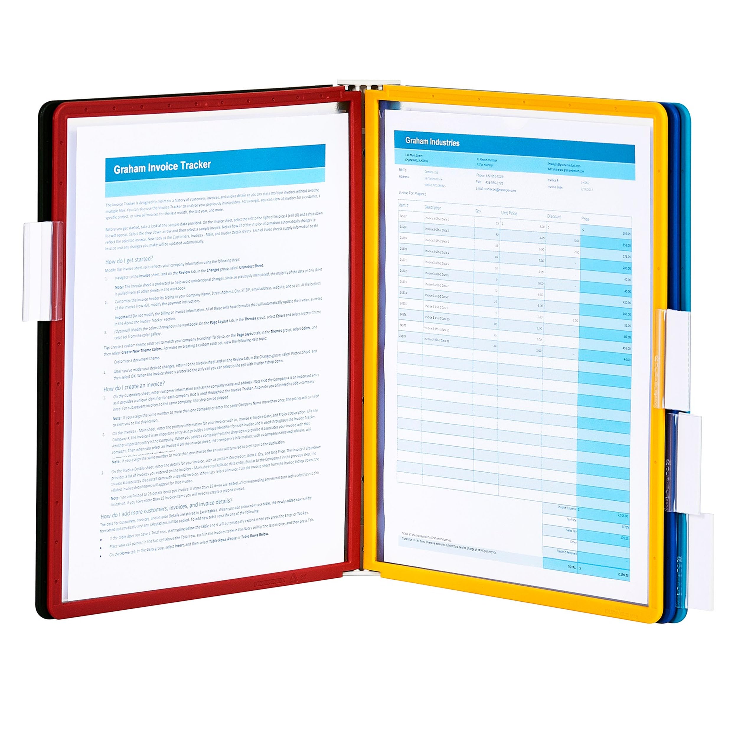 DURABLE Wall Mounted Reference System, 5 Double-Sided Panels, Letter-Size, Assorted Colors, Sherpa Design (555200)