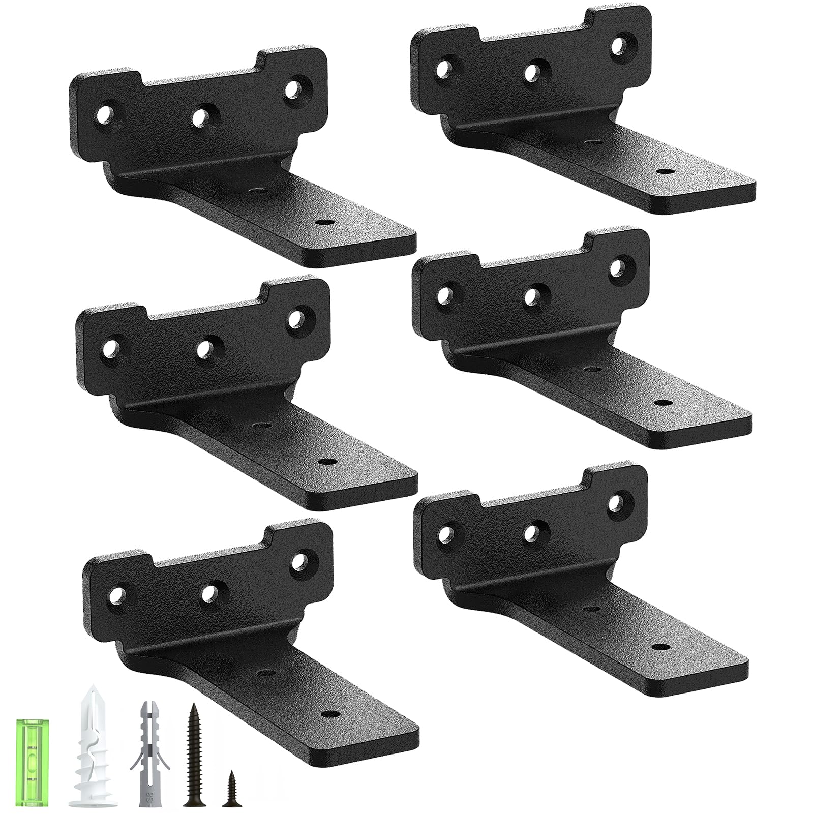 Yeabett Shelf Brackets, 6 Pack Right Angle Floating Shelf Brackets 10cm, 70kg Load Capacity, Black