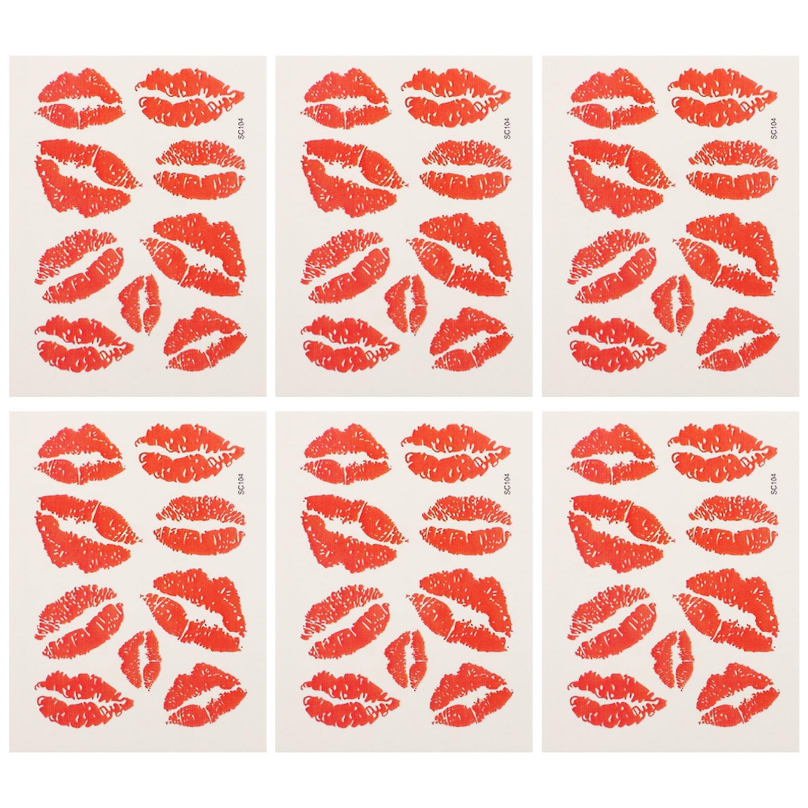 Healifty 6pcs Red Lip Stickers Kiss Stickers Decals Temporary Tattoo Stickers Waterproof Tattoo Decorative Stickers for Neck Leg Face Chest Water Bottle