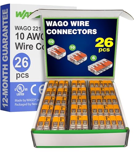 WAGO 221-2401 Lever-Nut Wire Connectors - 12 Piece Set, Inline Splicing For Solid & Stranded Copper Wires