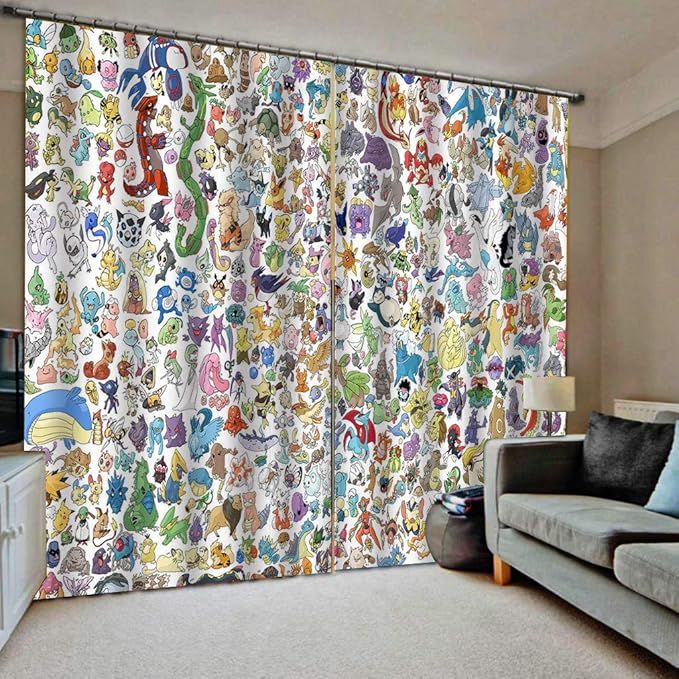 Cordiality Niedliche Pokemon Go Design 3d Print Vorhang Fur Haus B Amazon De