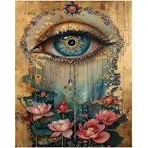 xcemhil Paint by Numbers Kit for Adults Eye, Paint by Number Eye and Lotus, Paint by Numbers Kits for Adults Beginner for Gift and Home Wall Decor 16x20 Inch