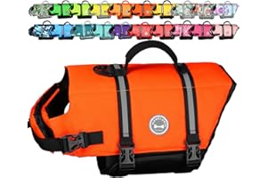 VIVAGLORY Rip Stop Dog Life Jacket, Lifejacket with Handle, Buoyancy for Doggy Puppy, Dog Life Vest for Swimming & Boating, S