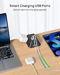 Desk Clamp Power Strip, Surge Protector with 5 AC