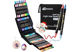 Acrylic Paint Markers 80 Colors Dual Tip with Dot Tip and Brush Tip Pens Acrylic Markers Set for Stone, Wood, Calligraphy, Ca