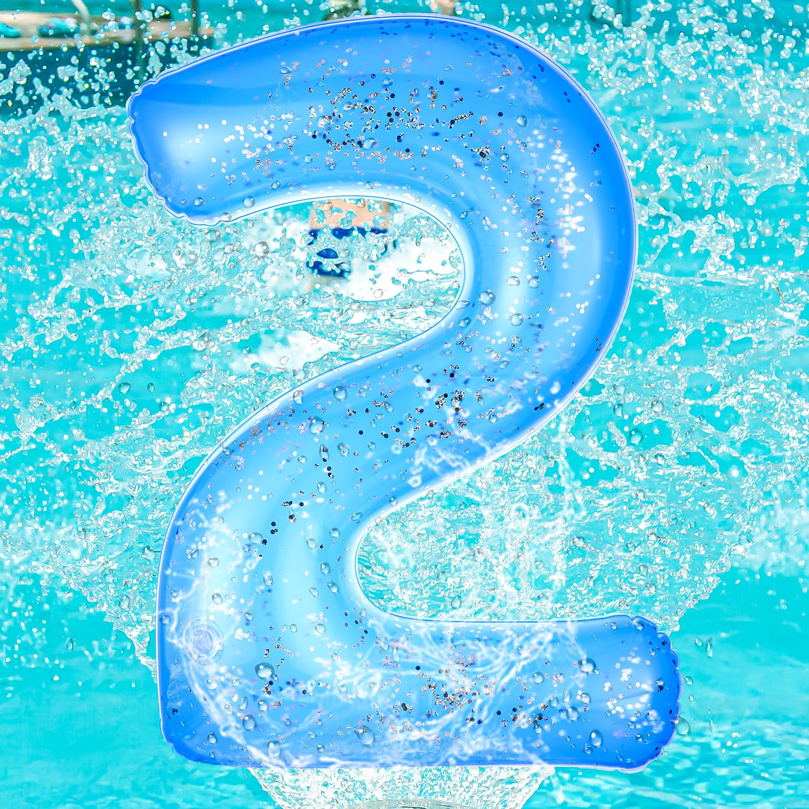 Photo 1 of Foilswirl Inflatable Pool Floats Number, 20 Inch Blue Number 0-9 Giant Pool Birthday Party Decorations Balloon for Summer Graduation Party Supplies Indoor Outdoor Backdrop Decor(Number 2)