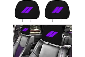 YOSRTER Headrest Covers for Dodge Charger Challenger Durango Accessories Soft Black Fabric Head Rest Cover Universal Fit to All Car/Truck Models 2 Pack(Purple Trim)