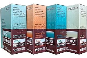 G2G Bar, 4 Pack, Peanut Butter Choc Chip, Peanut Butter Coconut, Almond Coconut, Almond Chocolate Chip, 32 Count (4 Packs of 8 Count)