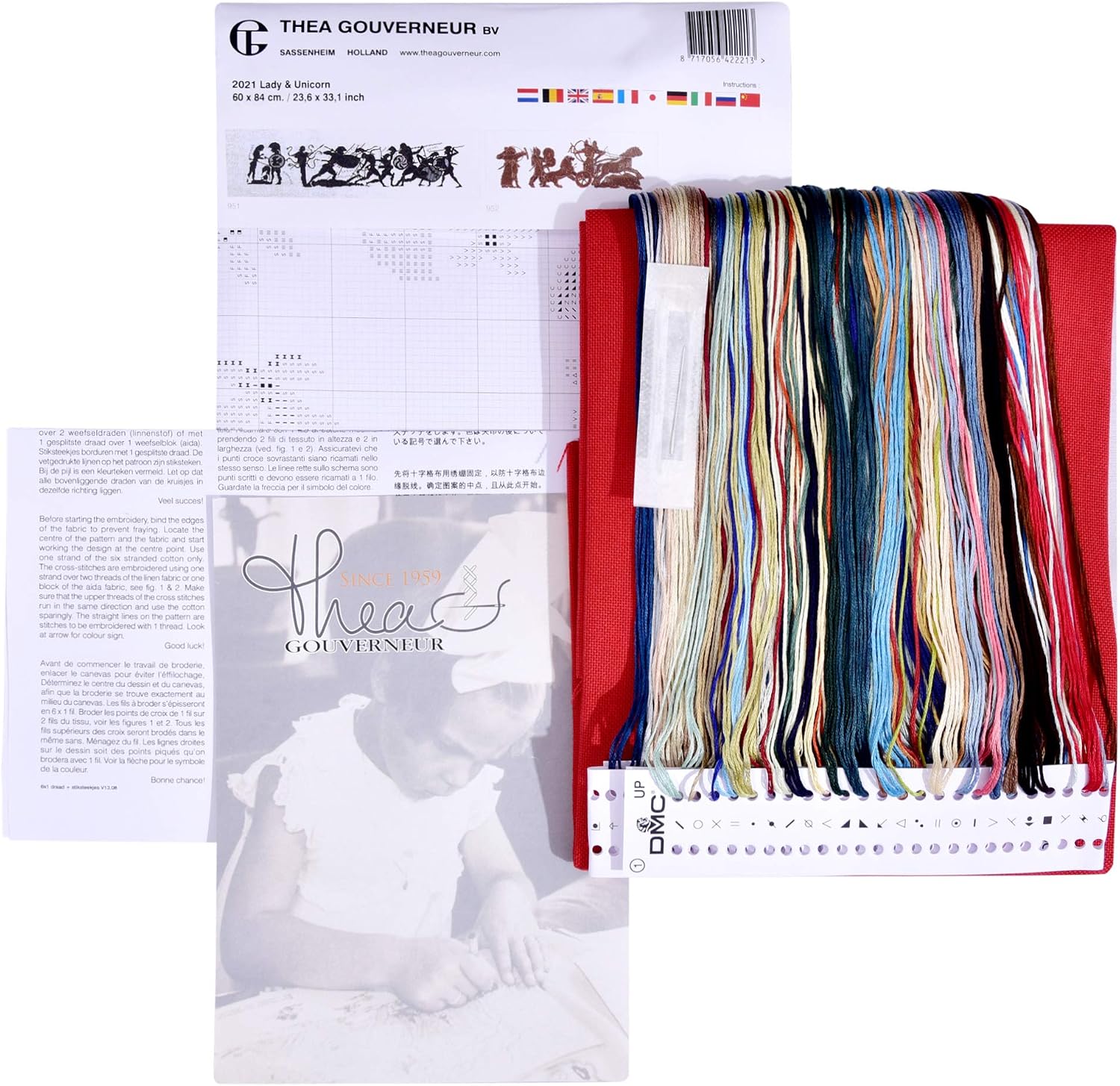 Thea Gouverneur, Counted Cross Stitch Kit, Lady & Unicorn, Jobelan, 27 Count, Embroidery Kit for Adults - Image 4