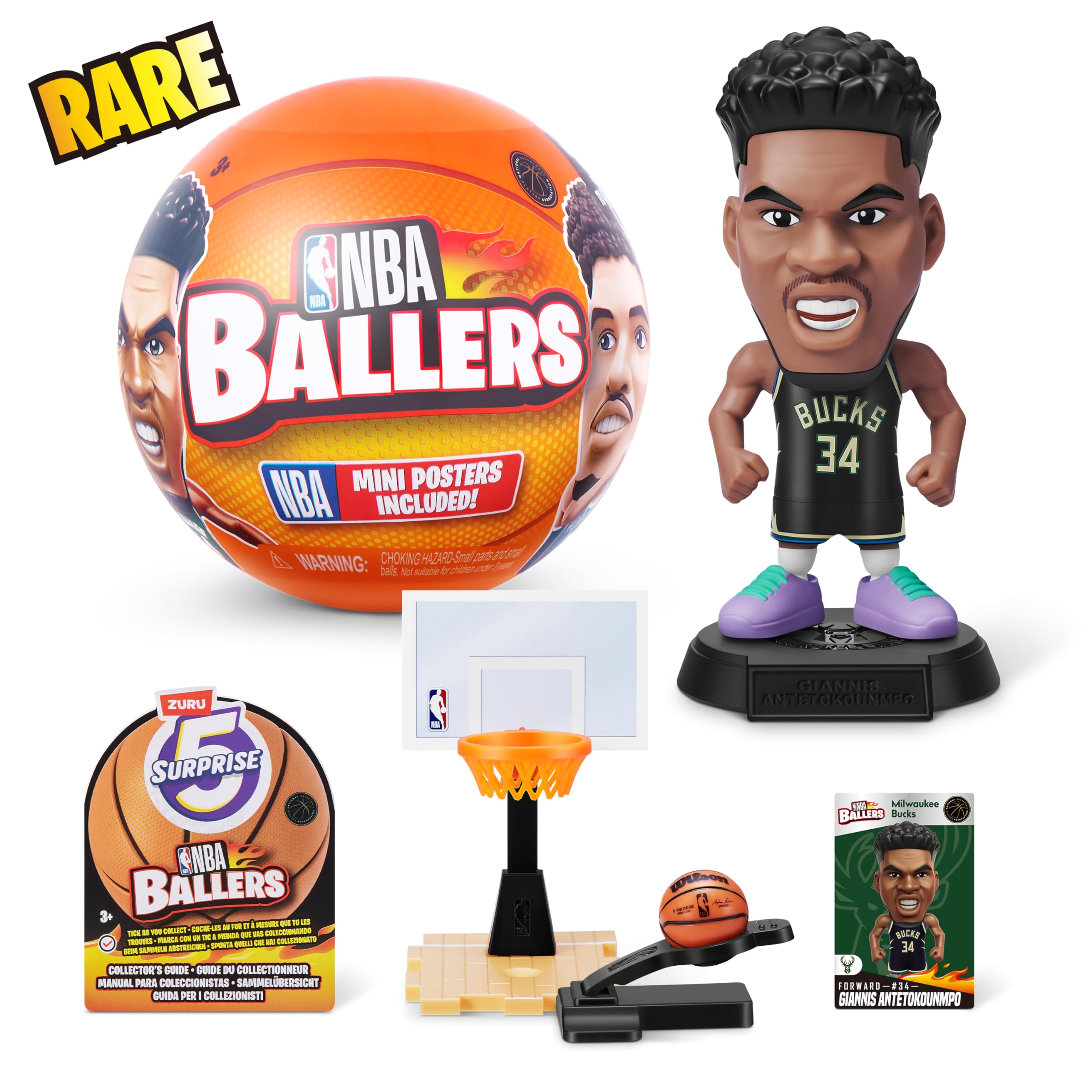 5 Surprise NBA Ballers Series 1 (2 Pack) Toy Mystery Capsule Figurine by ZURU for Kids, Teens, Adults- Players Like Luka Dončić, LaMelo Ball, Jayson Tatum, James Harden and Kevin Durant