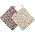 Creative Co-Op Cotton Crocheted Pot Holder, Multicolor, Set...