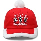 Hicyyu Embroidery Merry Christmas Unisex Hat Santa Trucker hats, Adjustable Red Santa Baseball Cap, Christmas gift for family