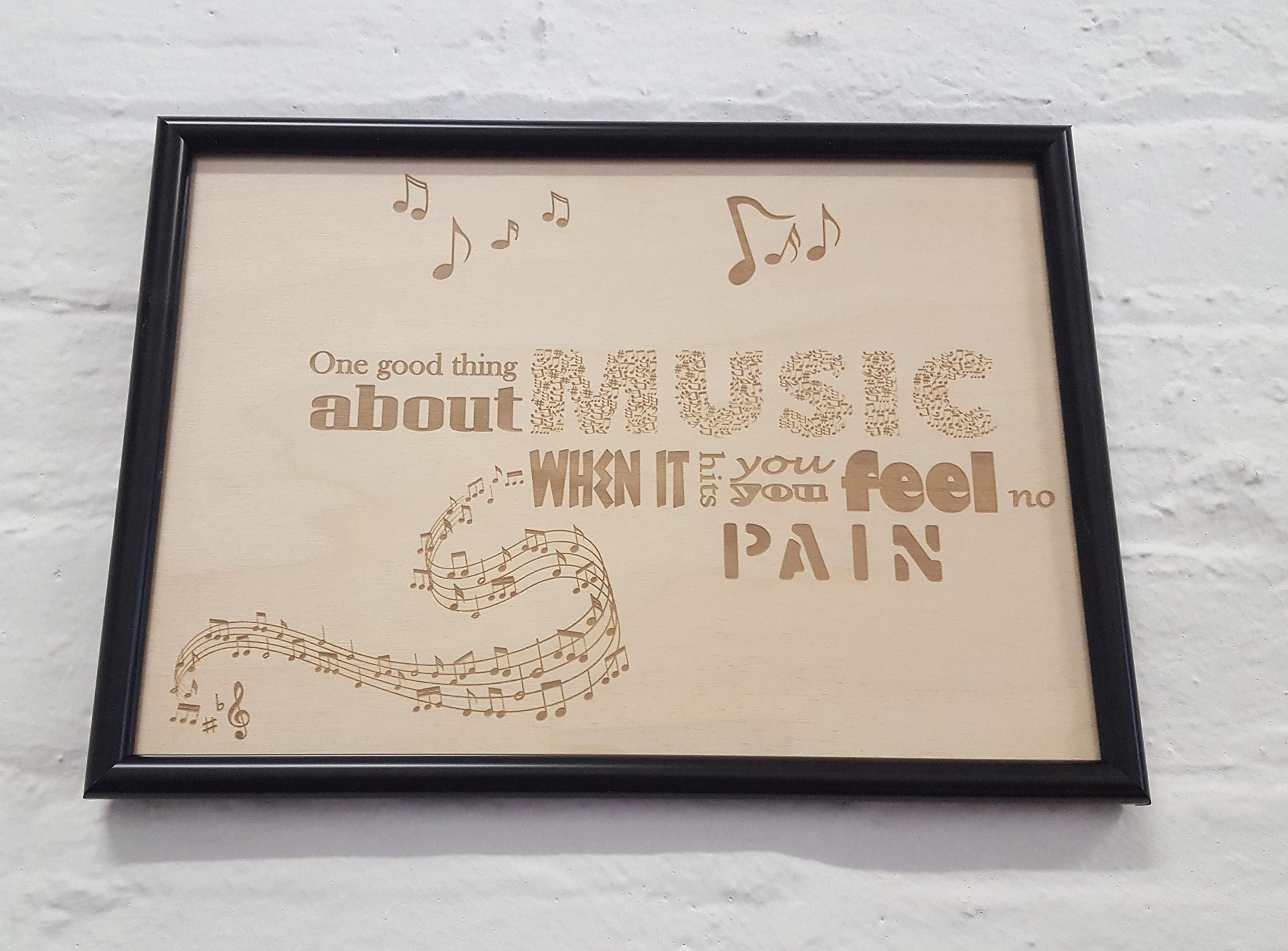 Bob Marley Inspired Music Quote Custom Made A4 Size (21x30cm) wooden wall sign plaque engraved with stunning detail