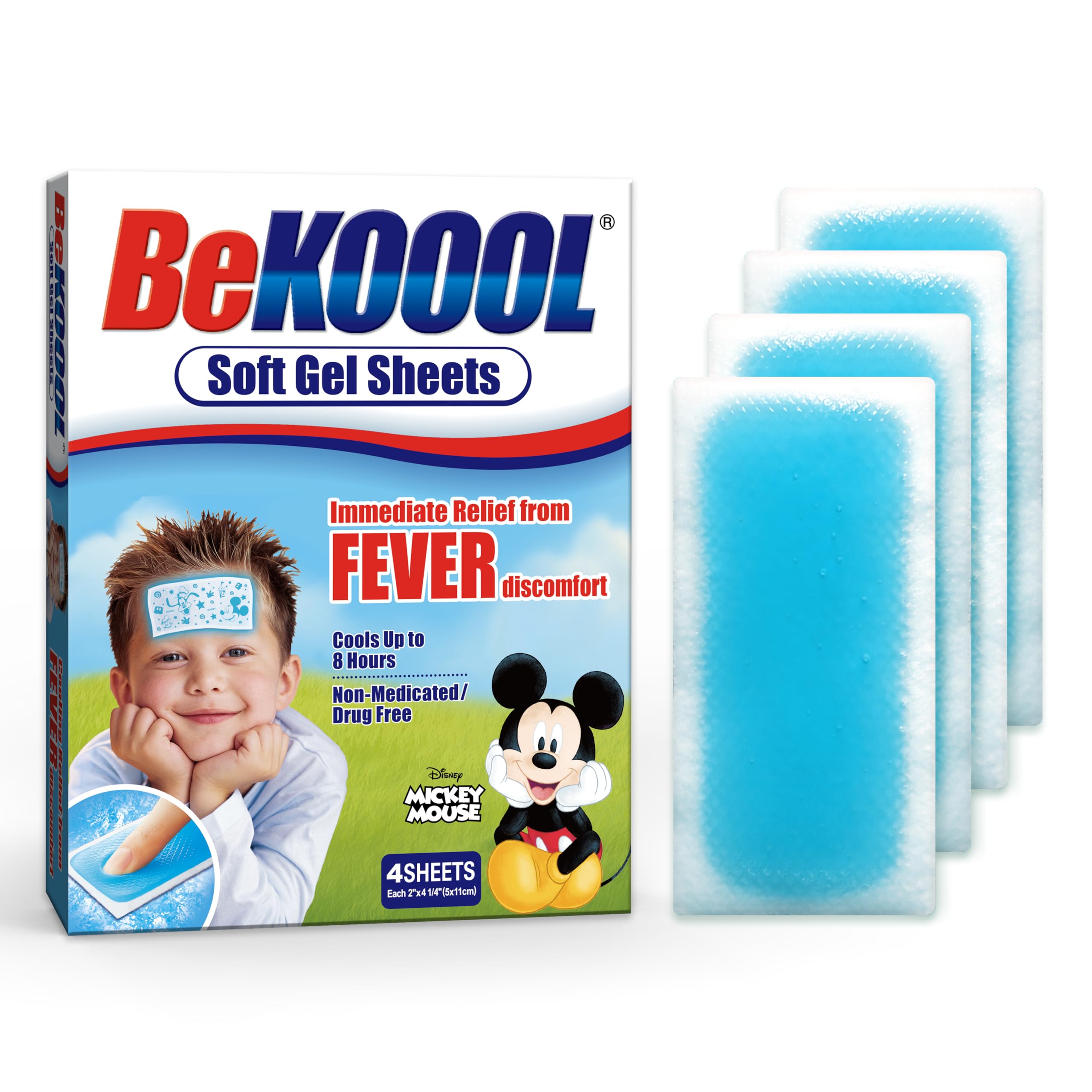 Photo 1 of **ONLY 2 SHEETS**BEKOOOL Soft Gel Sheets for Kids for Cooling Relief from Fever discomfort | 4 Count