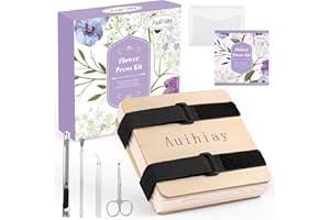 Auihiay Flower Press Kit, 4 Layers 6.3 x 6.3 inches Plant Press Kit, Flower Preservation Kit Including Instructions, DIY Dried Flowers Crafts Flower Pressing Kit for Adults Kids