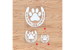 3S MOTORLINE Horse Dog Lover Horseshoes Paw Footprint Vinyl Decal Sticker - 3 Pack White, 2 Inches, 3 Inches, 5 Inches - No Background for Car Boat Laptop Cup Phone