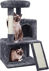 Yaheetech Cat Tree 92cm Multilevel Tower with Double Condo Scratching Ball Dark
