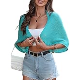 BB&KK Womens Crochet Shrug Summer Cardigan Bolero Open Front Lightweight Knit Cropped Boho Loose Sheer Sweaters