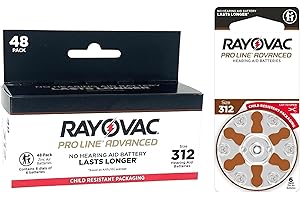 Rayovac Proline Advanced Hearing Aid Batteries | Size 312 | World's Longest Lasting Battery | Child-Resistant Packaging (48)