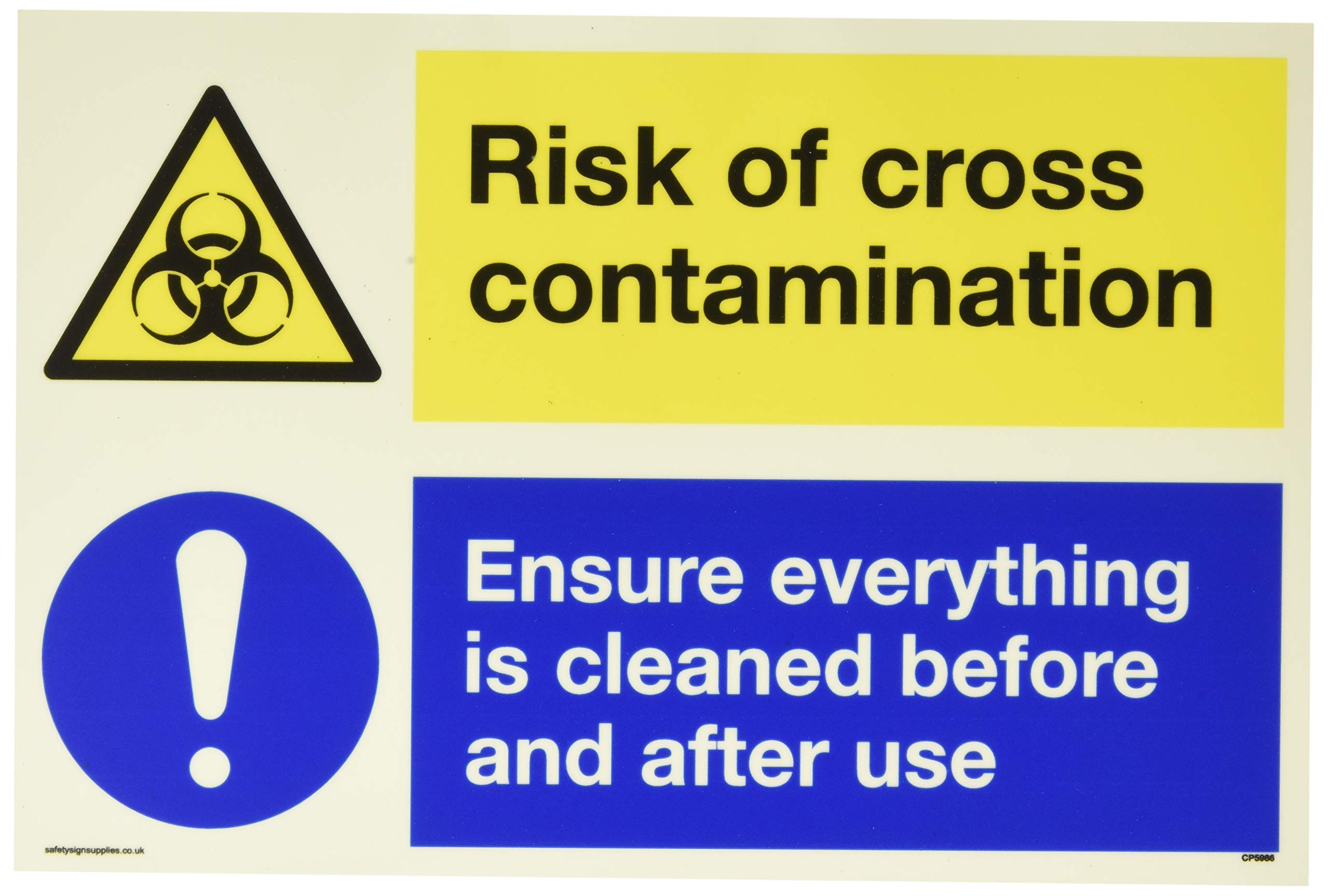 Dual sign Risk of cross contamination Ensure everything is cleaned before and after use