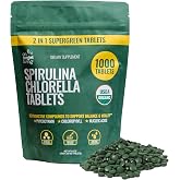 On Target Living Organic Spirulina Chlorella | Supergreens | USDA Organic | 1000 Tablets - 250 G (8.8 oz) | Vegan | Alkalyzing | Nutrient Dense | Protein Dense