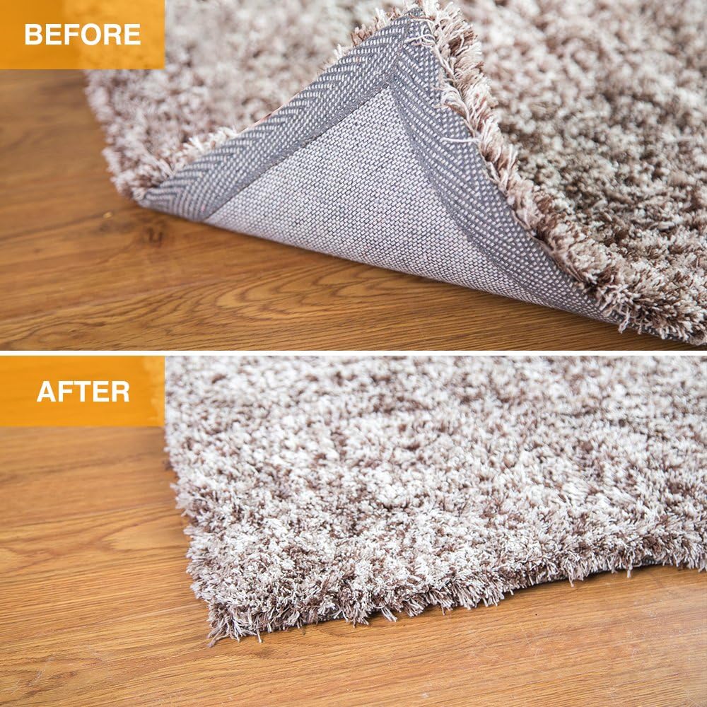 Rug Grippers, Best Non-slip Washable Rug Gripper, “VACUUM TECH” - New Materials to Anti Curling Rug Pad : Keep your rug in place & Make corner flat and Easily Peel off when need: Furniture & Decor