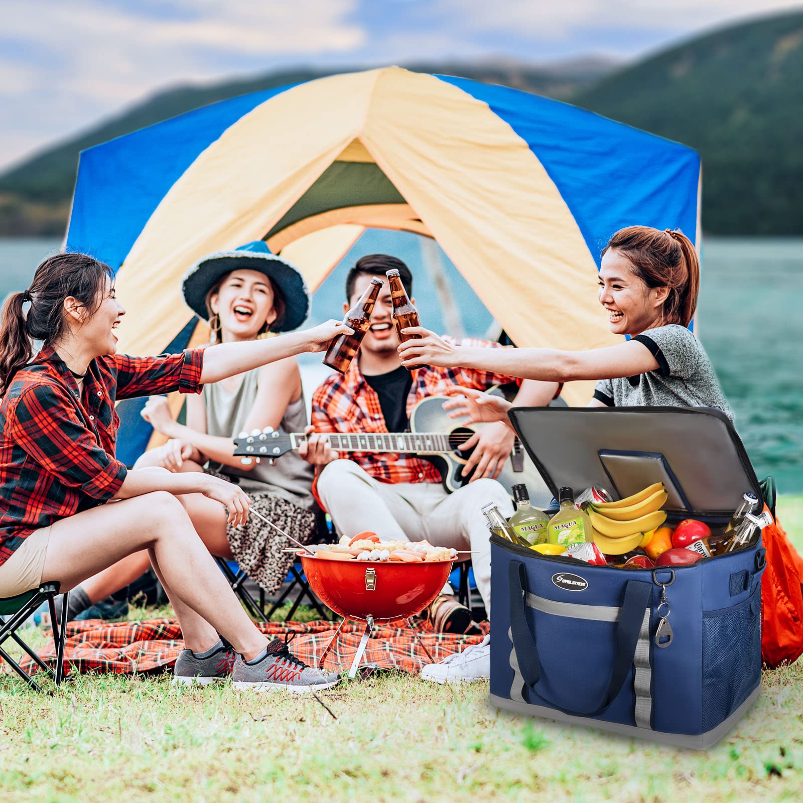 Maelstrom Collapsible Soft Cooler Bag, 24/30/60/75 Cans Beach Cooler, Ice Chest, Leakproof & Portable for Beach, Camping, Road Trips & Grocery Shopping