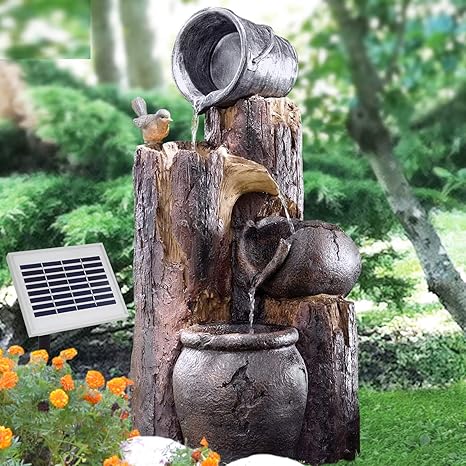 fuente solar con bano de pajaros cascada y lampara con bomba de agua para jardin terraza estanque balcon muy decorativa modelo mejorado con